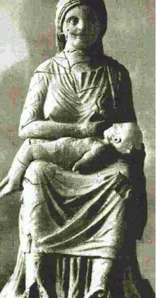 La "Madonna Punica": statua afro-punica tuttora riprodotta in scala dagli artigiani berberi (immagine inedita - © QueenDido.org).