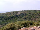 Il Tophet di Monte Sirai visto dall'antico centro abitato.